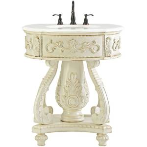Chelsea 31 in. W Bath Vanity in Antique White with Marble Vanity Top i