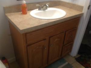 Kitchen cabinets, Island Bathroom Vanity cabinets, sink and faucet (Bedford)