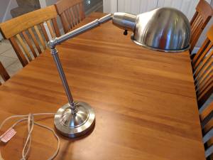 Nickel Silver Finish Pharmacy Adjustable Office Desk Lamp End Table