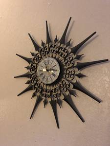 Rare large mid-century modern Elgin atomic sunburst starburst clock (64th Street