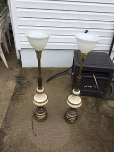 Pair of Mid-Century Tall Brass Lamps (Catlett, VA)