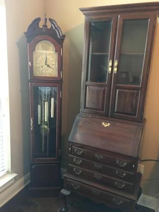 Secretary Desk and Grandfather Clock