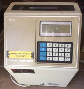 Time Clock Amano Microder MJR 7000 with 6 time card racks (Gainesville)