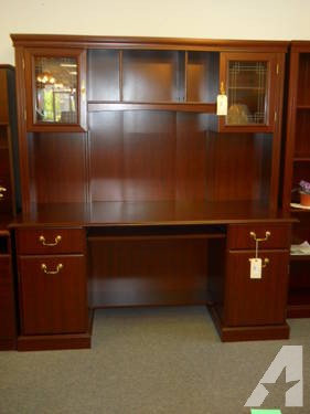 Bush Saratoga Cherry Executive Credenza and Hutch