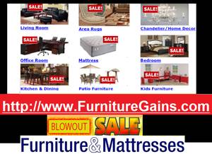Blowout Discounts! All Furniture, Mattresses, Area Rugs, Chandeliers