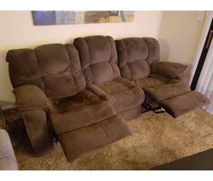 Plush Brown Cloth Reclining Sofa