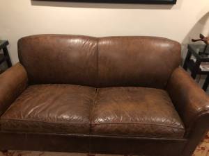Crate and Barrel leather couch sleeper