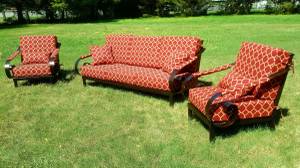 Sofa 2 Chair Custom Wrought Iron Outdoor Patio Set Sunbrella Cushions (Mesa`)