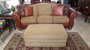 Living Room Furniture set - leather fabric Sofa, chair, rug