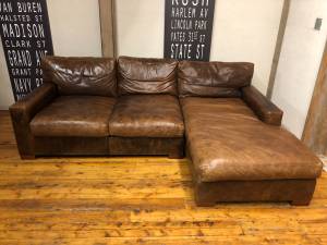 Restoration Hardware Maxwell Leather Sofa Chaise Sectional (Delivery Possible)