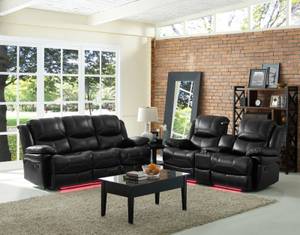 Motion Home Theater Sofa and Loveseat w/ Lights and Cupholders