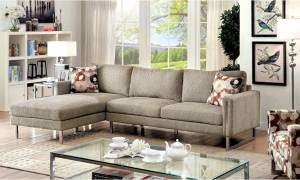NEW**MODERN PEWTER CHENILLE & CHROME Beautiful SECTIONAL SOFA *SALE* (Dream