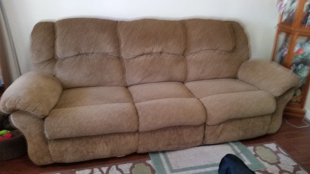 Medium brown fabric couch