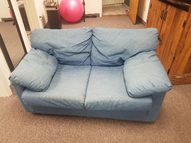 Blue Modern Fabric Sofa 2-Seater Couch