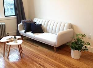 Convertible Linen Upholstery Sofa Futon Bed