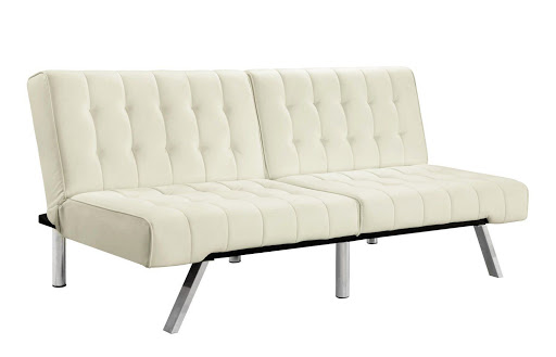 Futon White Faux Leather Sofa Couch Bed Lounger Sleeper