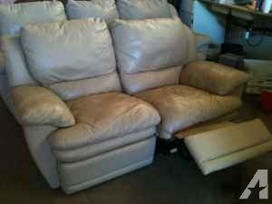 Tan Leather Reclining Couch and Loveseat Set ** - $700 (Blaine)