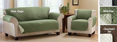 Reversible Quilted Furniture Cover Loveseat -Olive