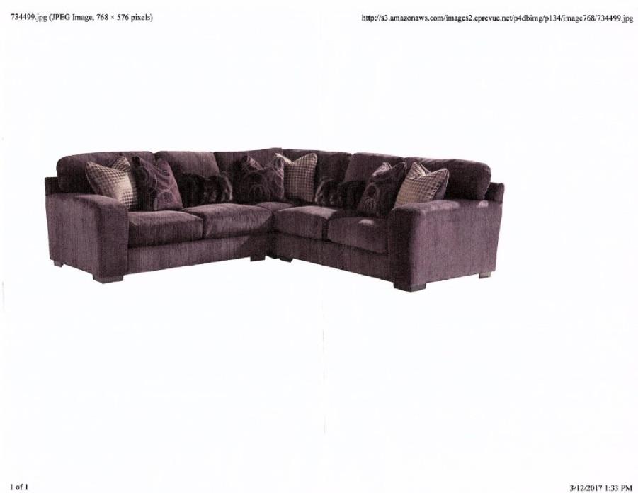 Jackson Plum Gel Foam Steel Tech 3 Piece Sectional Sofa With Pillows