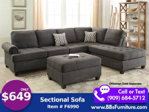 Grey Sectional Sofa - Ottoman Sold Separate - (LA, OC, IE - We Deliver)