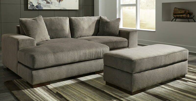 Ashley Furniture 30304-16-65-11 3 pc Manzani graphite fabric sectional sofa and