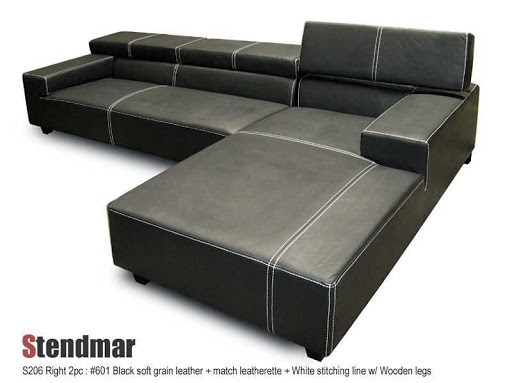 2pc Modern Euro Design Black Leather Sectional Sofa S206d