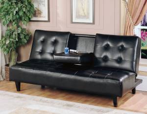 CLICK-CLACK Bonded Leather BLACK SOFA BED Brand New HALF PRICE (Deals Furniture
