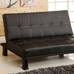 Futon Sofa Bed Button Tufted Black Leatherette (New) (Hawthorne)
