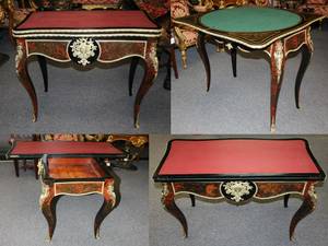 19th Century 1860's French Louis XV Inlaid Folding Game Card Table (Lewisville