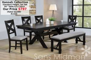NEW! 7 Piece Hannah Dark Brown Dining Table! (Vancouver)