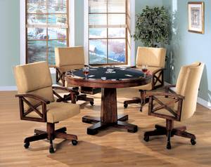gorgeous 5 PC Poker Game Table set ..... w bumper pool ....