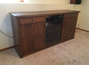 Tall Custom Solid Oak Console/Office Cabinet or Flat Screen TV Stand (Bozeman /