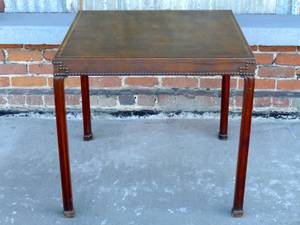 Vintage Bullock's brown vinyl top table - (Pomona)