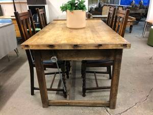 Antique Drafting Table Vintage Wood Dining Table (Seattle)