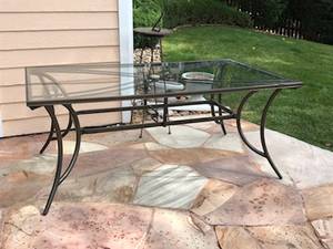 Outdoor Glass Table With Hole For Umbrella (Fort Collins)
