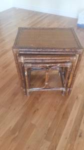 3 Bamboo/wicker type Side tables (Anaconda)