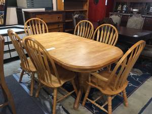 Light Oak Dining Table with 6 Chairs Set Eating Kitchen Diningroom (Chapel Hill