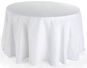 Long, thick, white table cloths. Round and Rectangle