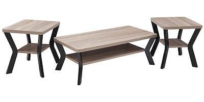 3-Pc Coffee Table Set in Aged Driftwood Finish [ID 3494702]