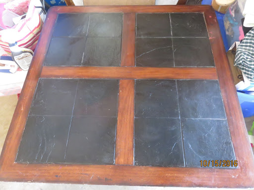 Antique Living Room Wood with Black Slate top Coffee Table