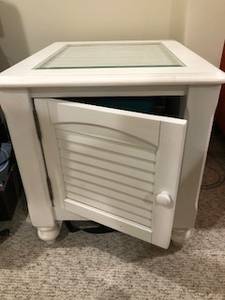 White end table/ storage table (Fairfax)