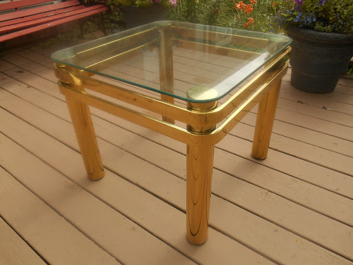 Vintage Brass & Glass Hollywood Regency End Table Attributed
