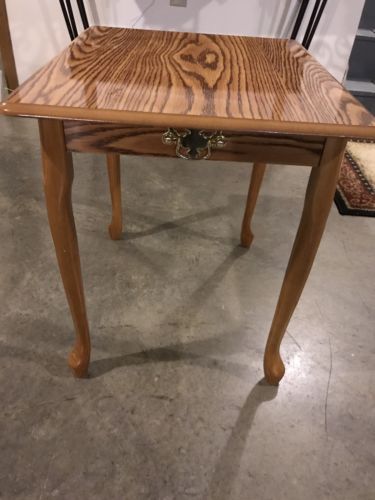 Queen Anne Square Oak End Table, Slightly Used