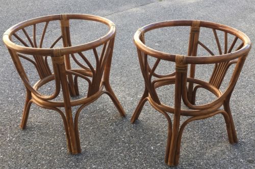 Pair Of Rattan Side/End Table Bases Only No Top 22