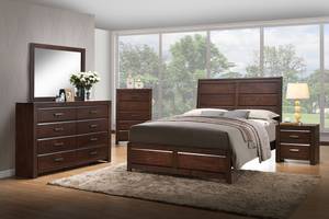 QUEEN BEDROOM SET (Q Bed, 1 Night Stand, Dresser and Mirror) (America The