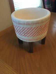 Ceramic Planter with Wooden Stand (Chaska)