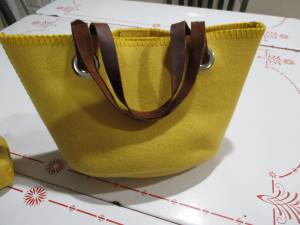 100% Wool Felt Handbag by Lily Claire 'Honey with Topstitch (Southeast Side of