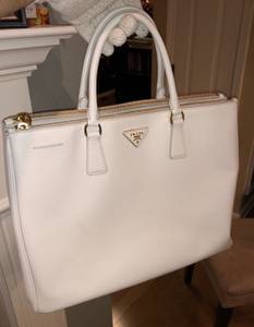 Prada Saffiano White Leather Handbag (Retails Over $3000+Tax) - Check ((Or Best