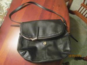 Black faux leather crossbody or shoulder bag (Edina)
