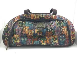 RARE Laurel Burch Cat Tapestry Rolling Suitcase Travel Bag Luggage Mul